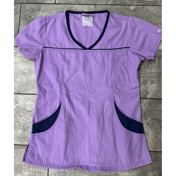 Butter‎ Soft Womens XS Scrub Top POCKETS V neck Purple Blue Gray Pink (2) Tops - Picture 2 of 13